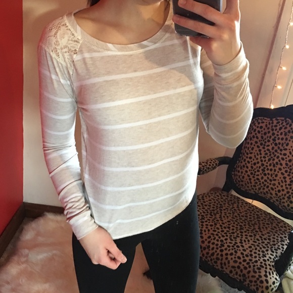 delias Tops - 🛍 Delias XS Shirt Lace Striped Long Sleeve Top